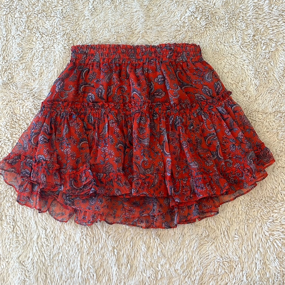MISA Los Angeles Marion Skirt in Aranciatta Paisley red and blue Small NWT